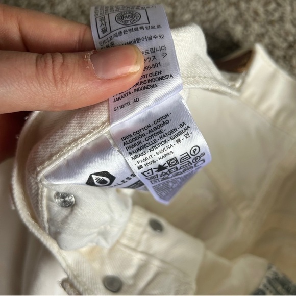 Levi’s Premium White High Rise Distressed Denim Jeans Casual Neutral 32 - Picture 5 of 9